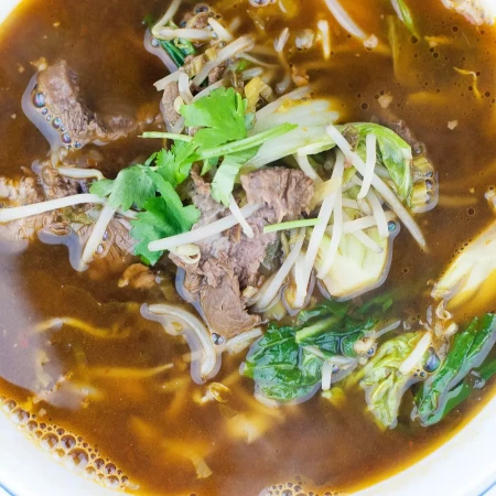 Noodle soups at Noodle Wok Mississauga — beef noodle soup and wonton noodle soup